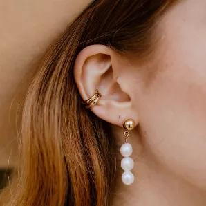 asymmetrical gold filed and pearl earrings