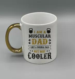 <p>Give a special gift to the Best Dad in the World with one of our Gold Handle "Cool Dad Muscular" Ceramic Coffee Mugs.  </p><p> </p><p>All images are sublimated on so it will not crack, peel, or wash away.</p>