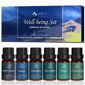 <ul class="a-unordered-list a-vertical a-spacing-mini" data-mce-fragment="1">
<li data-mce-fragment="1"><span class="a-list-item" data-mce-fragment="1">Top 6 Blends Essential Oils - Introduce a fragrant, pleasant, and relaxing aroma to your home or office with our carefully selected six pure aromatherapy oil blends: Happy, Calm Mind, Air Freshening, Relax, Immunity, and Sweet Dreams. These organic essential oils are good for diffusing, massaging, natural perfumery, candle, soap & bath bombs maki