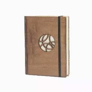 <p>The covers of this unique journal are upcycled plywood and laser engraved with a decorative circle design. The inside is filled with handmade paper. Elastic band closure. Measures approx. 7.5" x 6.0" x 1.25". Handcrafted in Sri Lanka. Proceeds support Helping Hand Artisans, HHP's global artisan network.</p>