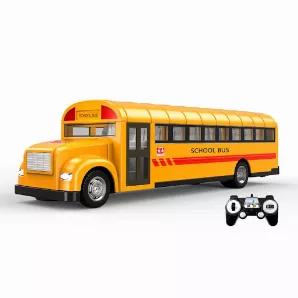 The classic school bus with 2.4 Ghz remote system that allows to run up to 50 of these at the same time with no interference. rechargeable batteries give about 20 minutes of play time per charge and the bus has lights and sound. The door can be opened from the remote and the stop sign comes out when the door is open.
