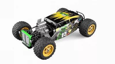 1:10 scale 4WD roadster. This roadster is 4WD goes up to 13 MPH with 2.4 GHz remote that allows to run up to 50 of these items at the same time with no interference. Rechargeable batteries are environmentally friendly and save $$. Control range is 150 feet and run time about 15 minutes per charge. 