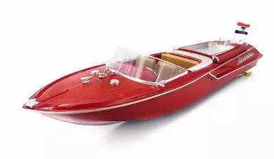 This speed boat will stand out in the lake or pond and provide fun and pride to the user. It is painted as a wood classical boat and shapped like a Chris Craft with dual motors to give it the power to glide over the water going forward, reverse turn right and left. The Lipo batteries included will run the boat for 20 minutes on a charge. The range of this boat is 150 feet and top speed is just over 15 MPH. 2.4 GHz remote system allows to race up to 50 boats at the same time with no interference.