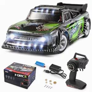 1:28 scale Hoonigan racing truck with 450 feet range 20 MPH top speed and 2.4 GHz remote control. The truck has a full metal chassis that gives it superb stability due to low center of gravity and extreme durability.  A super bright LED light bar in the front bumper and head lights make it easy to drive at night The electronics are water resistant so driving it in puddles is no issue. Metal drive train ensures long term high performance. Drive it on flat surfaces as the ground clearance is only 