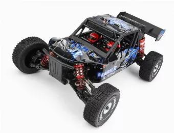 1:12 rock climber with 450 feet range 40 MPH speed and 2.4 GHz remote control. The truck had lights to drive at night and has a full metal chassis that gives it superb stability due to low center of gravity and extreme durability. The electronics are water resistant so driving it in puddles is no issue. Metal drive train ensures long term high performance. Adjustable hydraulic shocks allow to set the truck for different terrains  with optimum performance