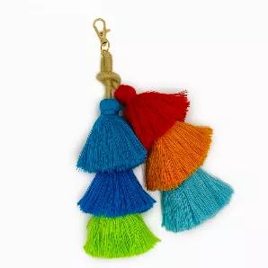 This fun, bright Jubilee Tassel has two sets of three? tassels linked together. It matches most of our handles.