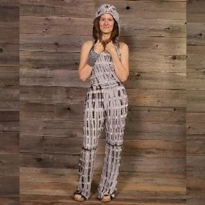 <p>GET UP AND JUMPSUIT Rayon Spandex Tie Dye Open Back Jumpsuit w/ Hood and Inside Pockets</p>