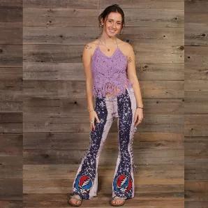 <p>LIKE I TOLD YOU PANTS Cotton Lycra Batik Side Braid Pants w/ Hand Painted Steal Your Face</p>