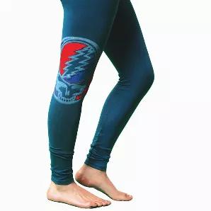 <p>Comfort, style legging with an amazing Grateful Dead Steal Your Face applique on your side thigh to compliment your Jayli top or crochet vest and your hot boots.</p> <p>Measurements</p> <p>Small: Waist 32 inches, Length 34 inches</p> <p>Medium: Waist 34 inches, Length 35 inches</p> <p>Large: Waist 36 inches, Length 36 inches</p> <p>XL: Waist 38 inches, Length 37 inches</p>