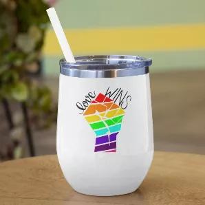 <p>Love always wins. <br></p><p>Tumbler comes with a metal straw that has a silicone tip to protect your teeth.</p><p>These practical 12 oz wine tumblers are amazing for summer outdoor parties, as they feature a double-wall, vacuum insulation that keeps your wine perfectly cool for hours. Care instructions: Hand wash recommended.</p><p>All designs property of Black Cat Bazaar.</p>
