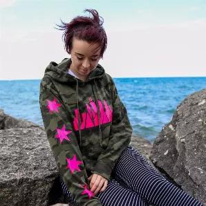 <p><strong>A slimmer fit & lighter weight than my other sweatshirts</strong>, the Camo sweatshirt has quickly become both a fan favorite and my favorite.</p><p>About the sweatshirt:</p><div class="prod-desc-small"><div class="descrption"><div class="prod-desc-small"><ul><li>Independent Trading Co brand</li><li>6.5 oz., pre-laundered, 80/20 cotton/polyester</li><li>100% cotton, 40 singles anti-pill face yarn for supreme softness</li><li>Unlined hood </li><li>Split stitch double needle sewing on a