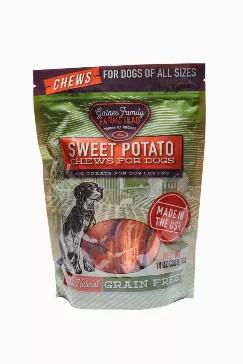 A safe and healthy treat for any sized dog. Our sweet potato chews are soft and chewy and a healthy alterenative to a rawhide. Made of 100% all natural sweet potato, free of any ingredients that could be harmful to your pet. Sweet Potatoes are a great source of protein, fiber, vitamins, amino acids and antioxidants; which our essentail part for a healthy balanced diet