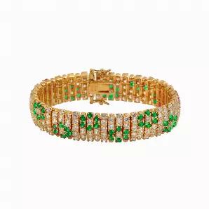 Collette Z Gold Plated and Green Floral Fashion Bracelet