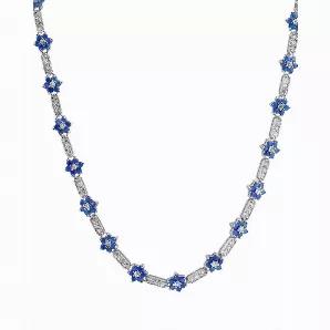 Collette Z Sterling Silver Flower-Shaped Sapphire Cubic Zirconia Necklace
