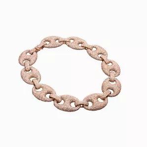Cubic Zirconia Sterling Silver Oval Shape Link Necklace,With Rose Plating, This Beautiful Necklace Secure With A Box Clasp.  <ul><li>Jewelry Type: Fine</li><li>Necklace Type: Delicate, Link</li><li>Stone: Cubic Zirconia</li><li>Clasp: Box</li><li>Jewelry Finish: High Polish</li><li>Metal Color: Pink</li><li>Metal: Sterling Silver</li><li>Gender: Women's</li><li>Length: 16 Inch</li></ul>