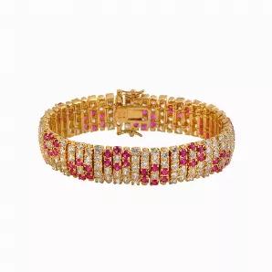 Collette Z Gold Plated and Red Floral Fashion Bracelet
