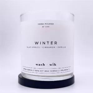 Winter<br>Blue Spruce o Cinnamon o Vanilla<br>- Hand-crafted in small batches.<br>- 100% soy wax for an eco-friendly burn.<br>- Lead-free, cotton wicks.<br>- Premium clean fragrance + essential oils, contain no harsh chemicals.<br>- Our scents are blended by a level two Sommelier.<br>- Our candles are cruelty-free!<br>CANDLE SPECS:<br>1 Wick - 12oz Glass Tumbler <br>Phthalate, Carcinogen, and Toxin Free<br>Approx. 8.75 oz (248g) or more of pure soy wax<br>Tumbler Height: 3.5" (+/- 0.06")<br>Tumb