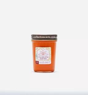 <p>Aroma of ripe and fresh picked farm peach soy candle is strong, rich and sweet. A popular scent.</p>
<p>CollectiveScents.com triple scented natural soy candles and melts are: Handcrafted with 100% vegetable pure soy bean wax. Natural and biodegradable. Lead, paraffin and phthalate free. Allergy friendly. Made in the USA.</p>
<p>Jelly Jar size: 2.75" x 3.75" tall - approximate burn time 40-50 hours.</p>
<p>Mason Jar size: 3.15" - 5" tall - approximate burn time 80 hours.</p>
<p>Actual color ma