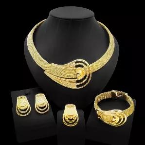 <span style="font-size: 1rem;">You have a party; we get you covered with our Brazilian gold luxury copper gold plated jewelry sets. Fashion jewelry sets for all your occasions<br></span><span style="font-size: 1rem;">Item Type: Jewelry Sets<br></span><span style="font-size: 1rem;">Metals Type: Tin Alloy<br></span>Metals Type: Lead-tin Alloy<br><span style="font-size: 1rem;">Style: Classic Necklace, Elegant,<br></span><span style="font-size: 1rem;">Occasion: Traditional Wedding, Engagement, Birth