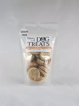 <p>Our all natural dog treats are always wheat free, corn free and soy free. Now we have a completely Grain-Free option! We use 100% human-grade ingredients, no fillers, preservatives or coloring. Our Grain-Free option is Peanut Butter Banana flavor with treats in three sizes, Original, Training Treat, and Bone; with Original being shaped like small peanut butter cookies.</p>