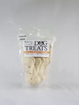 <p>Our all natural dog treats are always wheat free, corn free and soy free. Now we have a completely Grain-Free option! We use 100% human-grade ingredients, no fillers, preservatives or coloring. Our Grain-Free option is Peanut Butter Banana flavor with treats in three sizes, Original, Training Treat, and Bone; with Original being shaped like small peanut butter cookies.</p>