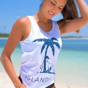 Do you want to disappear to the islands? Show everyone your Island Bum spirit in this super comfortable tank top. The Island Bum Signature Tank Top features Peruvian Jersey Cotton, printed front with Tiki Joe logo and Island Bum lettering