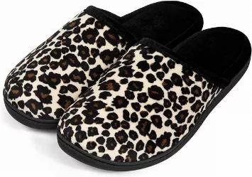 Roxoni Women's Leopard Print Slippers, Cozy Slip-On Memory Foam<br>
<ul>
<li>?? EASY CARE, EASY WEAR: These leopard print slippers with a tiger-like look are super comfortable and are designed with high-quality memory foam. The embossed non-skid outsole provides a safe and slip-resistant walk and will make these leopard slippers your go-to attire.</li>
<li>ANTI-SKID RUBBER SOLE: A lightweight design and anti-slip rubber sole provide traction for safe and comfortable wear. The non-skid rubber sol