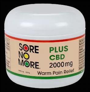 Sore No More(R) PLUS CBD Pain Relief is everything you love about our original formulas PLUS something more... CBD! Ultimate purity, consistency and predictability that are THC-Free and tested through a third-party lab to ensure 100% purity. Our 2 or 4 oz. jars are available in both warm and cool therapy with up to 2000 mg. of CBD.