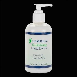 Sombra(R) Revitalizing Hand Lotion is a light, soothing, skin protective blend of Vitamin E, Aloe, Triglycerides, and Yucca Root to deliver extraordinary hydration and antioxidant. Apply daily after washing and sanitizing your hands. 