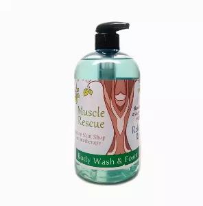 Wash away your troubles with this Aromatherapy Muscle Rescue Shower Bath Gel. This gentle, cleansing gel will leave your skin feeling smoother and softer than ever before. The invigorating blend of eucalyptus, orange, rosemary and peppermint oils is perfect for relieving thoughts of tension. Pure and gentle liquid soap creates a nice lather, hydrates, and leaves the skin clean and fresh. It is ideal for tired, overworked muscles for a relaxing experience. Net wg. 16 oz Usage: Add a drop to wet s