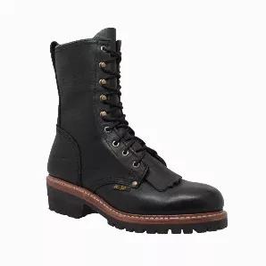 This 10in Fireman Logger Boot has numerous heat resistant features such as a 500 degree heat resistant lug sole and fire resistant lace. It has solid brass eyelets and steel stud hooks for long lasting toughness. The goodyear welt construction helps maintain durability no matter how tough the job is.
