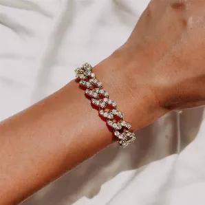 <p>This cubic zirconia studded cuban chain bracelet is the ultimate showstopper bracelet. Comes in 2 lengths.</p><p>Material:</p><p>18K Gold Plated Brass</p><p>Cubic Zirconia</p><p>Length:</p><p>17cm (XS - M) </p><p>20cm (L - XXL) </p>