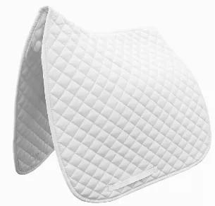 Our Gatsby Basic Dressage saddle pad combines style with comfort. Features a diamond quilted poly exterior with poly fill for cushioning. Comes with girth and billets straps. Cotton with cotton flannel underside and channel quilting. <br>Specifictions: 25.5" width, 22" drop, Spine 22"