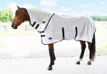 Perfect for matching our Gatsby Cool-Mesh Fly Sheet. Providing the horse with an effective barrier to flies and bugs whilst still allowing air flow. The very lightweight material reflective fabric helps guard against sun bleach with an improved neck design that fits securely and comfortably<br><br>Sizes: Medium (63"-69"), Large (72"-78") and X-Large (81"-84")