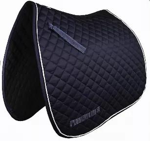 From the original Gatsby. Classic, elegant and quality pad for schooling or showing. Comes with nylon trim and piping, girth and billets straps. Cotton with cotton flannel underside and channel quilting. Measurements- Spine 22", Drop 21.5".