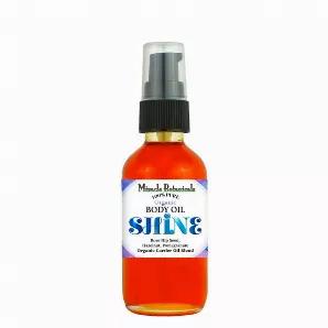 <div><p> </p><p dir="ltr">Enjoy the amazing benefits of our Shine Body Oil carrier oil blend, either on its own or infused with a favorite Essential Oil Blend. With Rose Hip Seed Oil, Hazelnut Oil, and Pomegranate Oil combined, bask in the benefits of regenerating skin cells, moisturizing the skin and while also nourishing and conditioning the hair.</p><p dir="ltr"></p><p dir="ltr">RoseHip seed oil is extracted from the pods or seeds of various species of roses. Our organic RoseHip seed oil is C