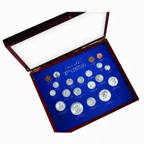 A stunning collection of the coins minted in the 20th Century is displayed in a collector's edition box with a history sheet. There are 20 genuine US coins in all some of them minted for only one year. The set contains six silver coins, one copper coin and one steel coin. A certificate of authenticity is included.
