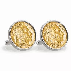 Cufflinks can add an elegant and stylish statement to a man's attire as well as injecting a bit of personality. Our coin cuff links include 1913 "First-Year-of-Issue" genuine U.S. Buffalo Nickels encircled by Sterling Silver settings that will make your cuffs a great conversation starter at your social event. The First Year of Issue Buffalo Nickel was first released into circulation on March 4, 1913 and composed of copper and nickel. The design was created to enhance the beauty of American coina