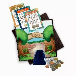 Does your child love animals? Does your child love going to the zoo? This is the perfect gift. The Zookeeper Coin and Trading Card Kit in Travel Box is educational, historical, collectible and most of all fun! Give your child the beginning to develop an interest in coins with this fun and interactive kit. Children can use the zoo board and place the animal coins in the zoo while learning fun facts from the trading cards. The kit comes with 15 different animal genuine coins displaying images of a