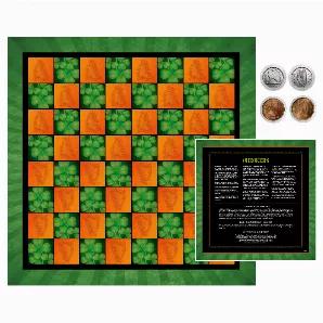 Checkers is one of the oldest games in the history of man. The game has been played in Europe since the 16th Century. The Irish Checkers Set is composed of Irish Pennies and Irish Three Pence in plastic capsules and a orange and green game board. The game board features the the national symbol of Ireland the harp and the shamrock. There are 12 Irish pennies minted from 1971 to 2000 and 12 Irish Three Pence minted from 1928 to 1969. Enjoy playing one of the oldest games in man's recorded history 
