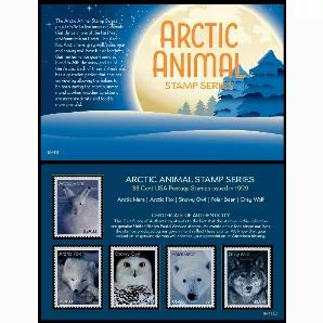 The Arctic Animal Series is made up of five United States Postage Stamps issued in 1999. The mint state 33 cent stamp series includes an owl, hare, fox, polar bear and fox. The stunning series is housed in a 4x6 inch black, vinyl wallet style portfolio. A Certificate of Authenticity is included. 