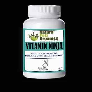 <p>VITAMIN NINJA - Omega 3 and 6 Premium, Super Food, Immunity and Multi-Vitamin Support * (* As recommended by holistic veterinarians for use under a traditional medical system)</p><p> VITAMIN NINJA is classified by the World Health Organization (WHO) as a premium, immune building, super food Omega 3 and 6, nutritive, adaptogen, multi-vitamin and multi-mineral power house, containing spirulina and camu camu, used holistically to help fight infection, support balanced immunity and help protect a