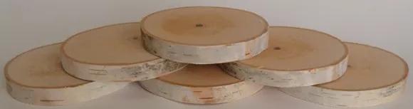 <b><b> Birch Log Coasters. Set of six.</b></b><p>Kiln dried and sanded on both sides. No Finish<br></p><p>3 1/2" to 4 1/2" x 1/2" thick each</p>