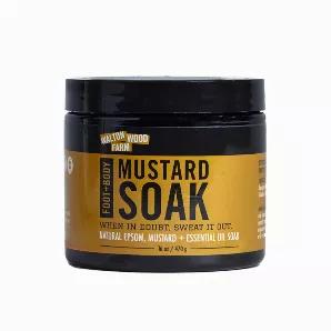 <p>This 100% natural Epsom Salt, Mustard, and Essential Oil soak will help soothe aches, clear your senses, and relax your sore muscles. Mustard is known to stimulate the sweat glands, helping the body rid itself of toxins. Eucalyptus and Epsom salt are known to ease pain and relieve inflammation. Good for up to 6 baths or 12 foot soaks.</p>
<p>Vegan-Friendly, Cruelty-Free, Gluten-Free.</p>
<p>SLS, Paraben, Phthalate, and Dye-Free.</p>
<h4>Ingredients</h4>
<p><span>Epsom salts, Mustard, Eucalypt