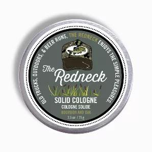 <p>Bourbon and oak scented. The Redneck is a man of strength and character, he's not afraid of hard work, prefers the simple things in life, and is always there for his friends and family.</p>
<p>This solid cologne is perfect for the console of the pick-up truck or to lure fish into the boat. 2.5 oz</p>
<p> Alcohol-Free<br> Vegetarian-Friendly, Cruelty-Free, Gluten-Free<br> SLS, Paraben, Phthalate, and Dye-Free<br> Moisturizing blend of essential oils, including Hemp Seed, Grape Seed, and Avocad