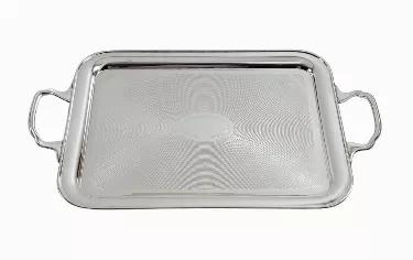 2 Handle 20.5" x 13"  Engine Turned Tray English Silver Plate c.1950