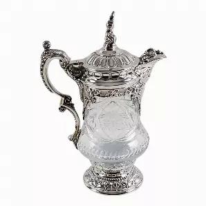 The Master Jug- Cut Crystal Silver Plate 13.5"h