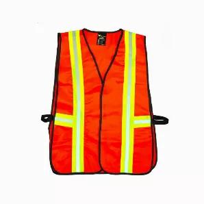 G & f 41113 industrial safety vest with reflective stripes, neon orange.<br>
100% polyester.<br>
Imported.<br>
Comfortable safety vest made with breathable mesh fabric.<br>
Premium quality vests meets ANSI/ISEA.<br>
Silver reflective stripes with expandable elastic sides.<br>
Breathable high visibility material and light for summer wear.<br>
Comfortable worn over winter clothing.<br>
Size: one size.<br>
Sole by 1 piece pack<br>