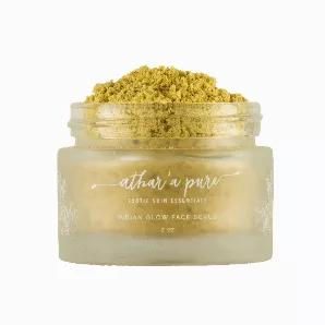 Experience what Indians have used for centuries to beautify their skin with the Athar'a Pure Indian Glow Face Scrub - the best natural face scrub you will find anywhere, period! Considered one of the first cosmetic treatments to ever have existed, Ubtan - which literally means a blend of cleansing powders - is the natural Ayurveda version of microdermabrasion. The perfect blend of Sandalwood, Turmeric, Neem, Rice Powder, Oat Flour, Kaolin Clay, Orange Peel Powder, Flaxseed and Guava Fruit Powder