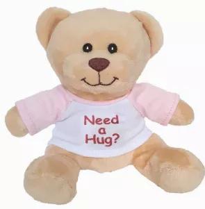 Turn Any Frown Upside Down with this Adorable Plush Teddy Bear from Hug-a-BooBoo! The newest addition to the Hug-a-BooBoo family, this Soft and Cuddly teddy has a removable sports shirt that features a comforting hug message!Measures 6" seated height and just the right size for giving smile-making comfort!  Super Cute, Fun and Memorable Way to show someone you care!